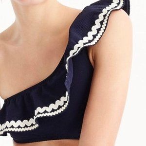 NWT One Shoulder J Crew Bikini Top in Navy Size XXL